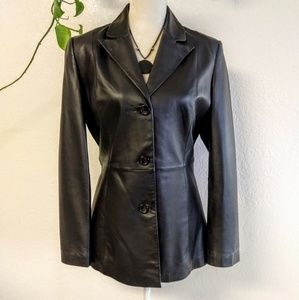 Clio Form Fitted Leather Jacket Blazer Lined SHARP